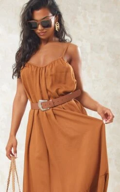 Rust Strappy Pleated Tier Maxi Dress -Cheap Dress Store 009b7c5a24b4f120e0e63b2f58bc83f5ac02a61a cne1533 4