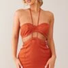Rust Woven Linen Cut Out Strap Detail Bodycon Dress -Cheap Dress Store 03198728e8c7469f9679473e234f4c82d443bda7 cnd7654 1