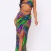 Multi Tropical Print Twist Detail Cut Out Strappy Maxi Dress