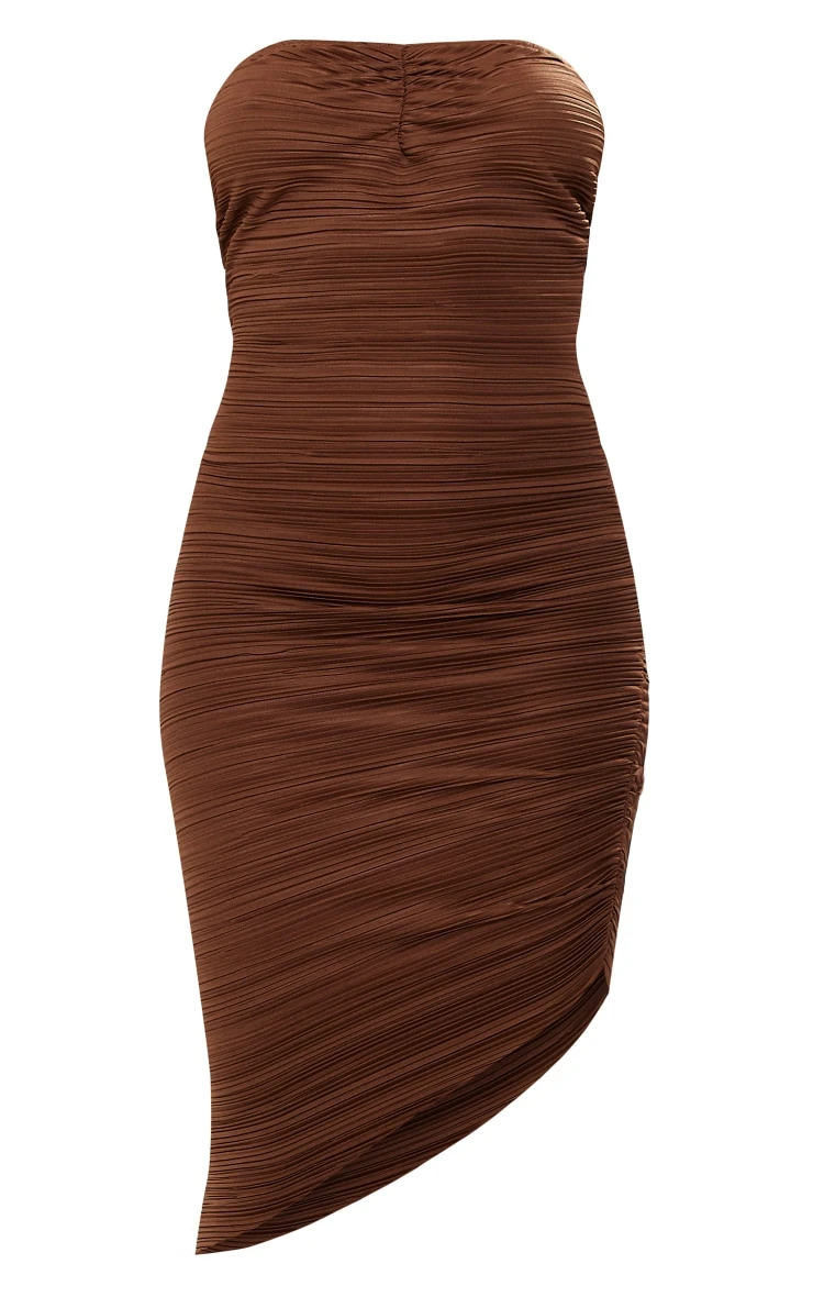 Chocolate Brown Plisse Asymmetric Midi Dress 7 Chocolate Brown Plisse Asymmetric Midi Dress - Image 5