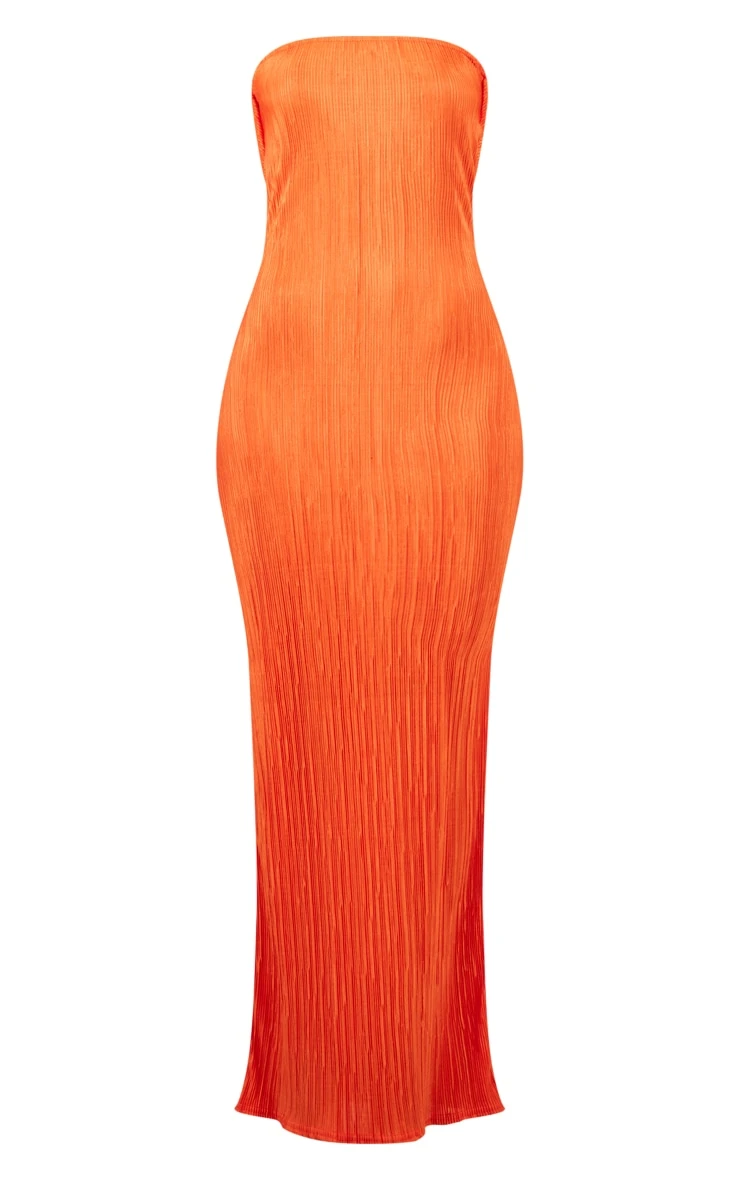Orange Plisse Bandeau Cowl Back Maxi Dress 7 Orange Plisse Bandeau Cowl Back Maxi Dress - Image 5