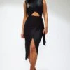 Black Textured High Neck Cross Waist Wrap Midi Dress -Cheap Dress Store 0a12ef209f170c1223327ca3177fdb9f7bd26e2c cnb7301 1