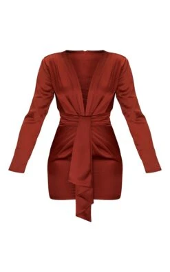 Rust Satin Long Sleeve Drape Detail Plunge Bodycon Dress 11 Rust Satin Long Sleeve Drape Detail Plunge Bodycon Dress -Cheap Dress Store 0b405695535304520557f2e98016173cc24d2945 cmt7010 6