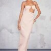 Orange Linen Look Underwired Side Cut Out Strappy Maxi Dress