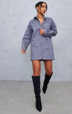 Charcoal Contrast Stitch Pocket Cargo Shirt Dress -Cheap Dress Store 1106a5cb83290237ad12ee9a32d3a5709a802863 cnd1262 3