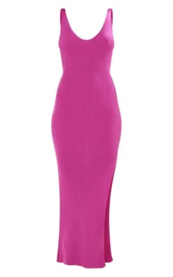 Lipstick Pink Plunge V Neck Knit Maxi Dress -Cheap Dress Store 11f317f91a78b645dc741e2aa3b74c2e3ff8fc87 cnd6869 5