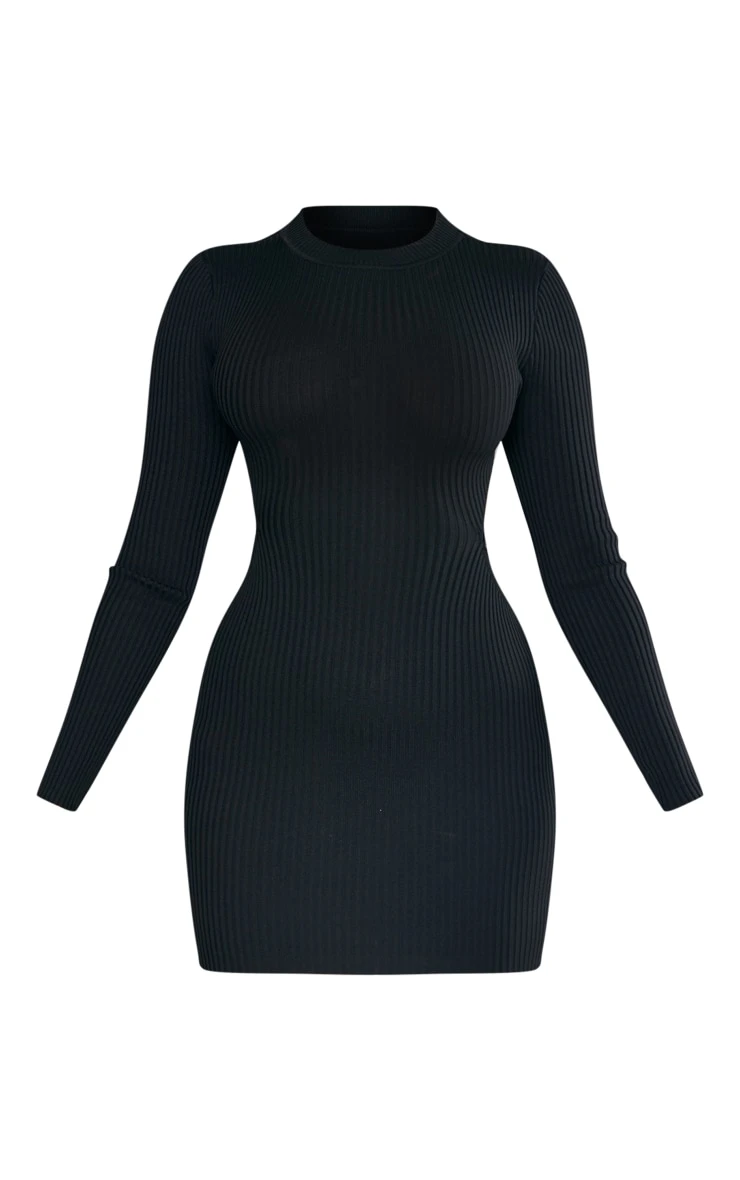 Black Rib Knit Open T-bar Back Dress 7 Black Rib Knit Open T-bar Back Dress - Image 5