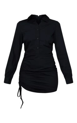 Black Fitted Ruched Side Shirt Dress -Cheap Dress Store 1512dba2f8c7ccdd3c7413f355165f9d6bb36bd4 cmt6176 6