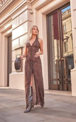 Chocolate Croc Print Chiffon Maxi Dress -Cheap Dress Store 15480cc28d6ba16bdfa1f6b9397c3f6c98328d5e CMW1225 3