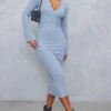 Grey Rib Wrap Midi Dress With Flared Cuff -Cheap Dress Store 15898c28cfad6a5861f3ec9a93bab9dfd1bbc9da cnc1138 1