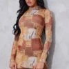 Brown Denim Print Ruched Sleeve Mesh Bodycon Dress -Cheap Dress Store 15be6800d4fac6ed170a731cdbfb088100f8073c cnd1335 1