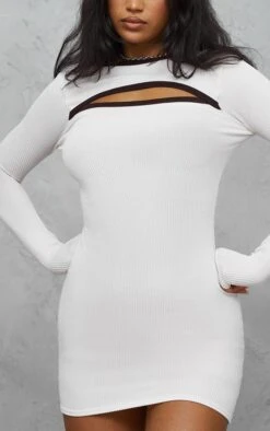 Cream Ribbed Cut Out Long Sleeve Bodycon Dress -Cheap Dress Store 17e208656a6728aeb7513fe3850c8e6a5a35b332 cnd1340 4