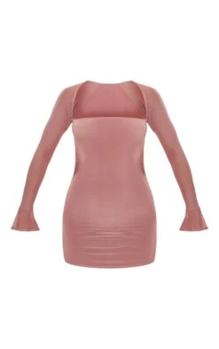 Mauve Slinky Cut Out Mesh Flared Sleeve Bodycon Dress -Cheap Dress Store 1de1be0207b3b6ff47f2710623762de6d7bbce57 cnc2325 5