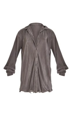 Charcoal Plisse Frill Hem Shirt Dress -Cheap Dress Store 24d169cc162c165d5d3cd9824cada9f7cb81b948 cnd0033 5