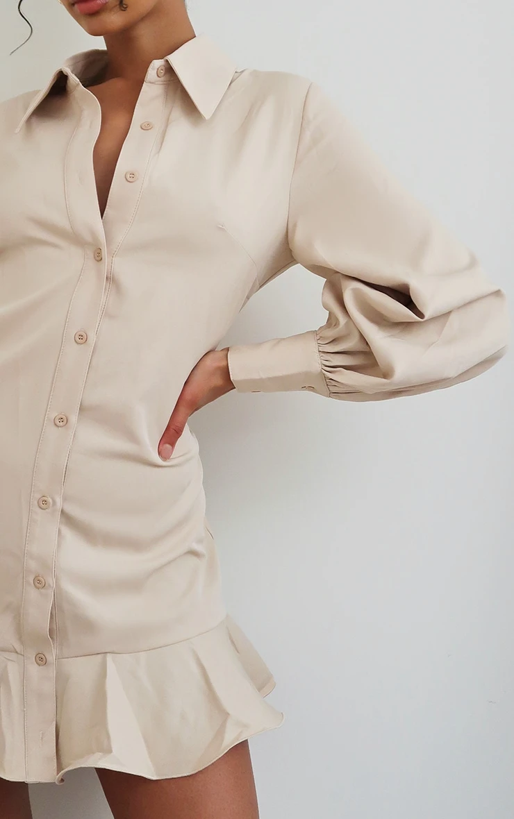 Stone Frill Hem Shirt Dress 5 Stone Frill Hem Shirt Dress - Image 4