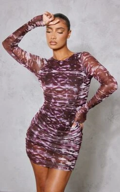 Purple Abstract Print Mesh Ruched Bodycon Dress -Cheap Dress Store 2ade5ece947d8ac18c276fb88a0cb244ecbe3e11 cnb9632 3