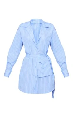 Blue Stripe Tie Waist Pocket Detail Shirt Dress -Cheap Dress Store 2bc2b9e60160b634bae82e6ae1ae8e0a30c8e4db cnd1235 5