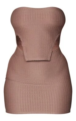 Mocha Textured Bandeau Stirrup Hem Bodycon Dress -Cheap Dress Store 2e537f798daa6143e3f28b7afd9c86fac563bdb4 cnc5788 5