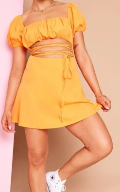 Orange Puff Sleeve Cut Out Strappy Shift Dress -Cheap Dress Store 2fd3a1f0ce1cb7b576e4583b0774c374caff693d cnd5486 4