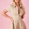 Moss Sand Short Sleeve Seam Detail Shirt Dress -Cheap Dress Store 2fd8fabc505c728247a077f914409cd41db96c5b cnd4047 1