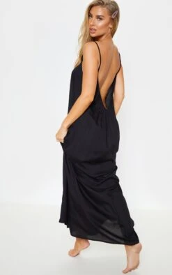 Black Low Back Oversized Maxi Beach Dress
