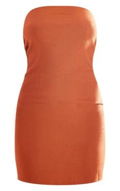 Rust Linen Look Bandeau Back Cut Out Detail Shift Dress -Cheap Dress Store 326d768844650024b1e808d5eb6e8b6fb4ab3757 cnd5929 5