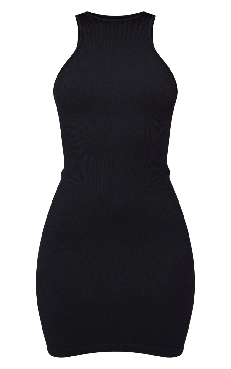 Black Contour Rib Racer Neck Bodycon Dress 7 Black Contour Rib Racer Neck Bodycon Dress - Image 5