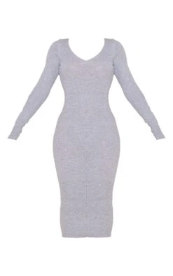 Grey V Neck Knit Midi Dress -Cheap Dress Store 3632671bd639db9bf43f87826ae85ce46c59e6b5 cmu0225 6