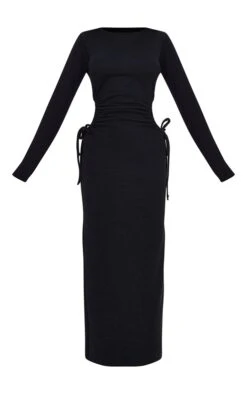Black Ribbed Side Cut Out Long Sleeve Maxi Dress -Cheap Dress Store 374d2d0cb69ff0fa05c65f43bee8be095d14a5f7 cnd1255 5