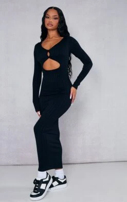 Black Structured Contour Wide Rib Button Down Midaxi Dress -Cheap Dress Store 37fd1c1866d614cc8e33712db99a89ad5c0b6fe1 cnc6420 3