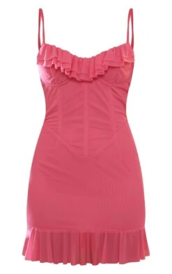 Hot Pink Mesh Corset Frill Trim Detail Strappy Bodycon Dress -Cheap Dress Store 381d4d554d966edbfe5f3cb34627bd239c736d99 cnd5916 5