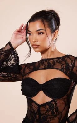 Black Sheer Lace Underwired Ruched Bodycon Dress -Cheap Dress Store 3861ef0b19d8c8ea6bc7519422d0aeefda717947 cnc7711 4