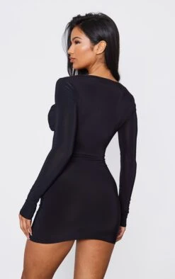 Black Slinky Ruched Bust Long Sleeve Bodycon Dress -Cheap Dress Store 3a131f4288f967dc6597c77621e768a4ccab0ca5 cnd2297 2