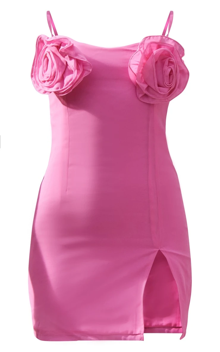 Pink Chiffon Rose Bust Detail Strappy Bodycon Dress 7 Pink Chiffon Rose Bust Detail Strappy Bodycon Dress - Image 5