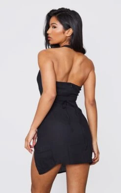 Black Linen Look Trim Detail Halterneck Cut Out Bodycon Dress -Cheap Dress Store 3c323e295c53aaecbca3500b2d64a4cafaaee0f1 cnd5907 2