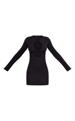Black Textured Cut Out Flared Sleeve Bodycon Dress -Cheap Dress Store 3e404e72549ce853a2c86ee35e8badb6c15dd4f3 cnd4056 5