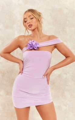 Lilac Slinky Ruched Rosette Detail Bodycon Dress -Cheap Dress Store 3e75df2d34f3580d1b1732b0cbfcfd1f23d0be8c cne4564 3