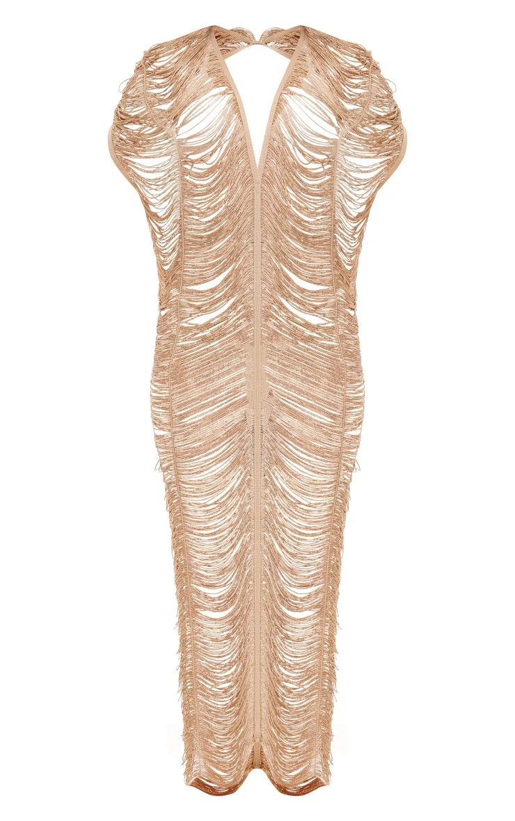 Gold Plunge Tassel Beach Maxi Dress 7 Gold Plunge Tassel Beach Maxi Dress - Image 5