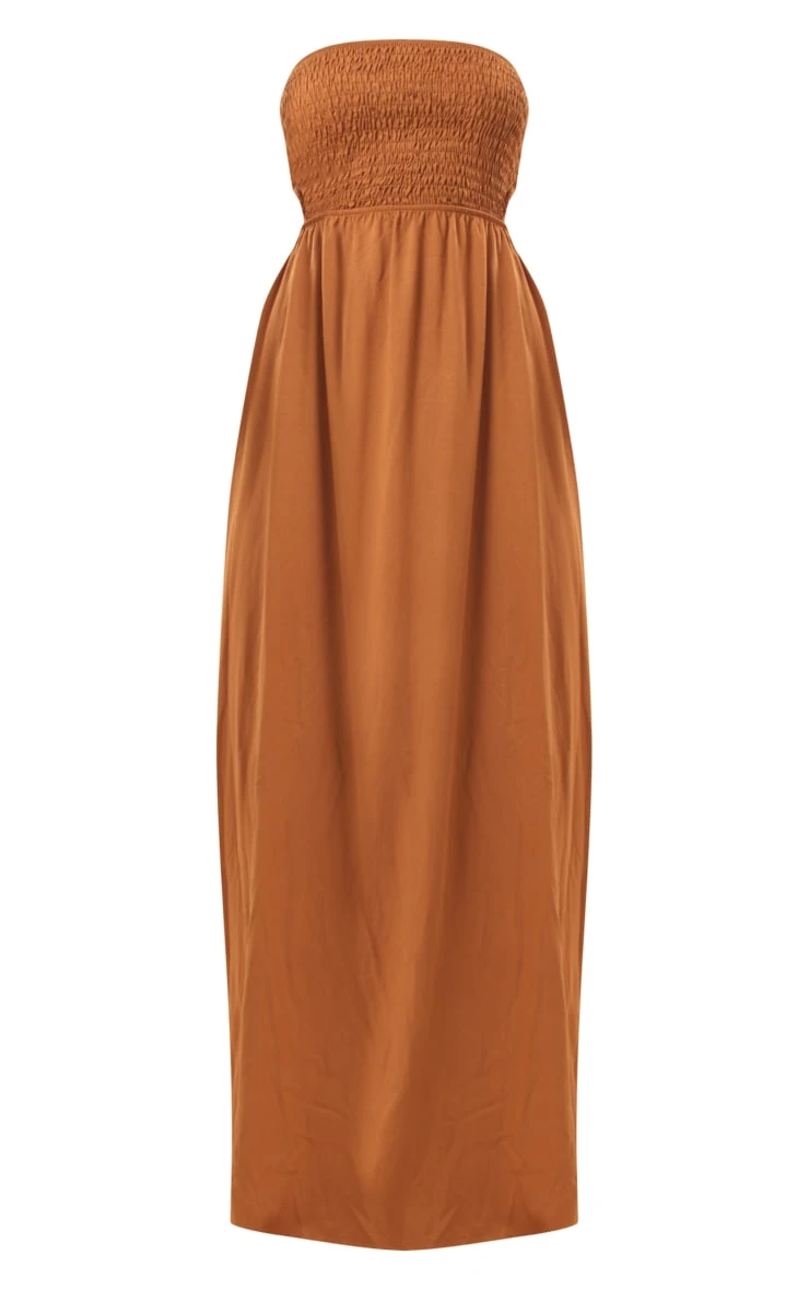 Rust Shirred Bust Cut Out Back Maxi Dress 6 Rust Shirred Bust Cut Out Back Maxi Dress - Image 4