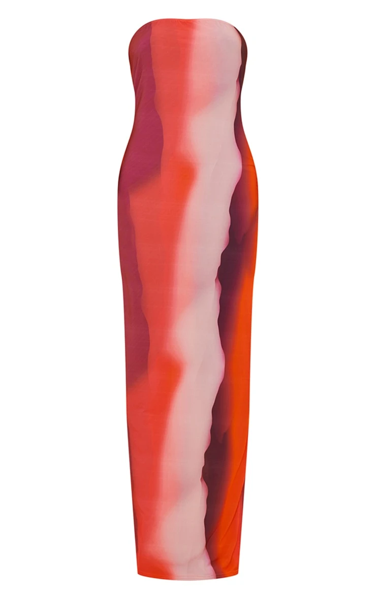 Pink Ombre Print Slinky Bandeau Maxi Dress 7 Pink Ombre Print Slinky Bandeau Maxi Dress - Image 5