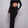 Black Slinky Cut Out Ruched Waist Long Sleeve Maxi Dress -Cheap Dress Store 43ed2d235fb6576fb426ddd0703a0482174c1c4b cnd0416 1