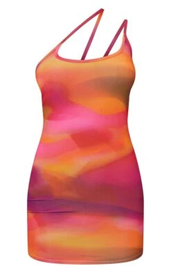 Pink Abstract Print Slinky Asymmetric Strap Detail Bodycon Dress -Cheap Dress Store 44f6be949d220ad9f091e46cb919041c607198c6 cmr7336 6