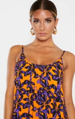 Orange Shadow Leaf Low Back Oversized Maxi Beach Dress -Cheap Dress Store 4554d75d1c3a631b76ac86d0cda20ccd13732726 CMC6340 5