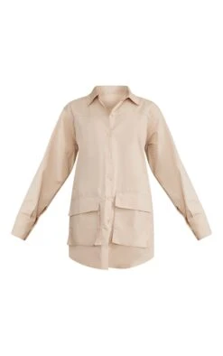 Sand Cargo Pocket Long Sleeve Shirt Dress -Cheap Dress Store 4a7fa3fd03258cf14017ac78037793795f1826ed cnd1299 5