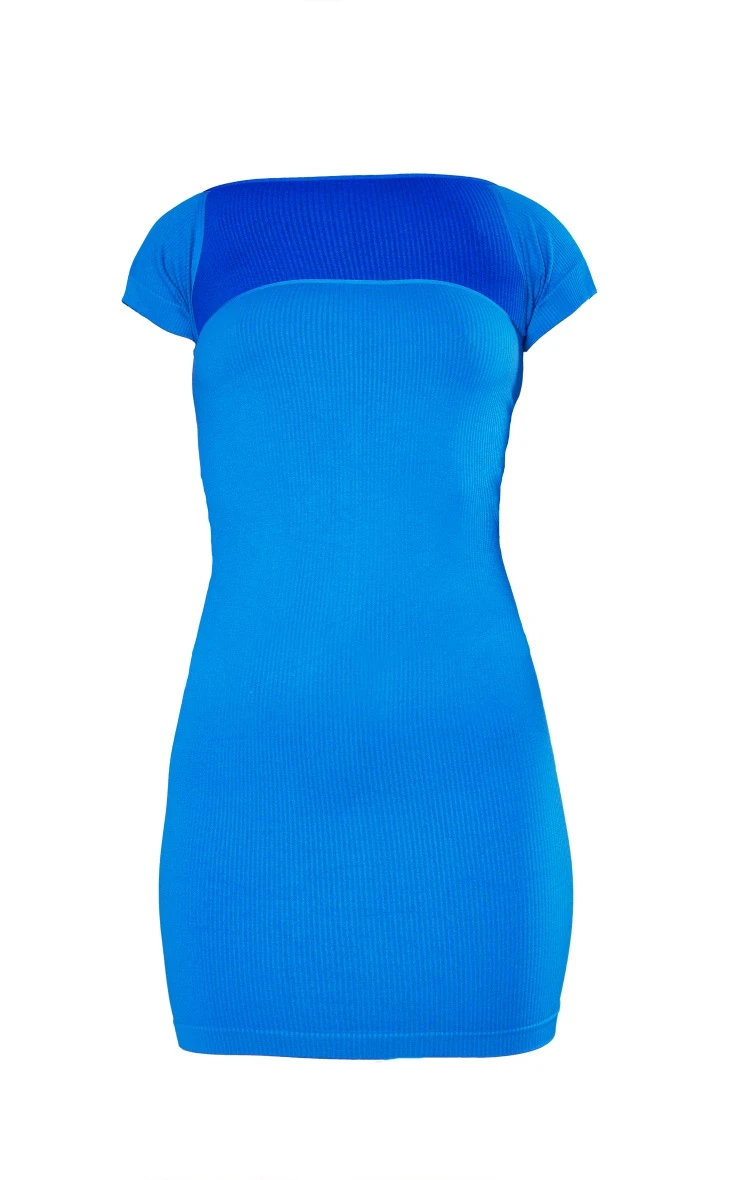 Bright Blue Structured Contour Cap Sleeve Bodycon Dress 7 Bright Blue Structured Contour Cap Sleeve Bodycon Dress - Image 5
