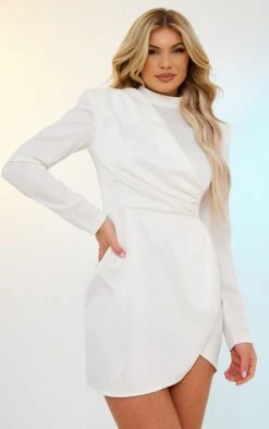 Cream Textured Satin High Neck Drape Bodycon Dress -Cheap Dress Store 4c3c2c8eaeb7ac3d4ab2c4a07414a228d34ed0a9 cnd2023 3