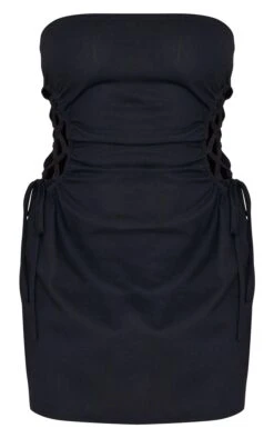 Black Linen Look Bandeau Lace Up Side Bodycon Dress -Cheap Dress Store 4f01f1bad237f58bae74a98d99644ceb1565399d cne1392 5