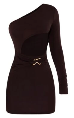 Chocolate Slinky One Shoulder Trim Detail Cut Out Bodycon Dress -Cheap Dress Store 5343f0cf7e2d23e557e4b447ef5c2b35fb1d27ce cnd2267 5