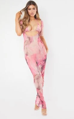 Pink Acid Print Short Sleeve Scoop Mesh Maxi Beach Dress -Cheap Dress Store 54ce33c94c85231042d59ff2ffee382fd3052995 cmd8306 6