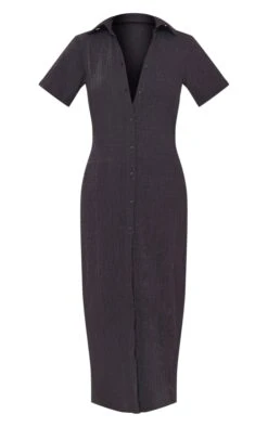 Black Crinkle Textured Button Maxi Shirt Dress -Cheap Dress Store 5614f533da0ed04d5ee01797e993b8af04b65f72 cnd8850 5